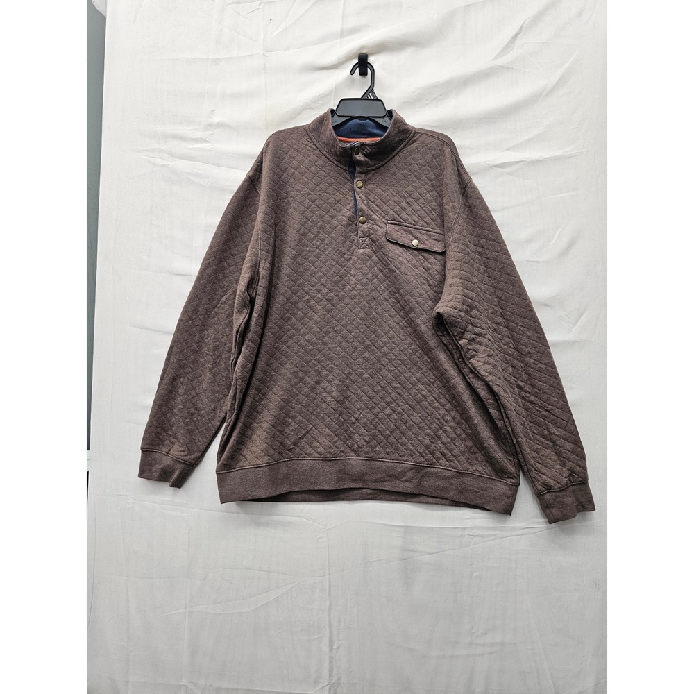 Goodfellow & Co Mens Quilted 1/4 Snap Pullover Brown Cotton Blend Size 2XL